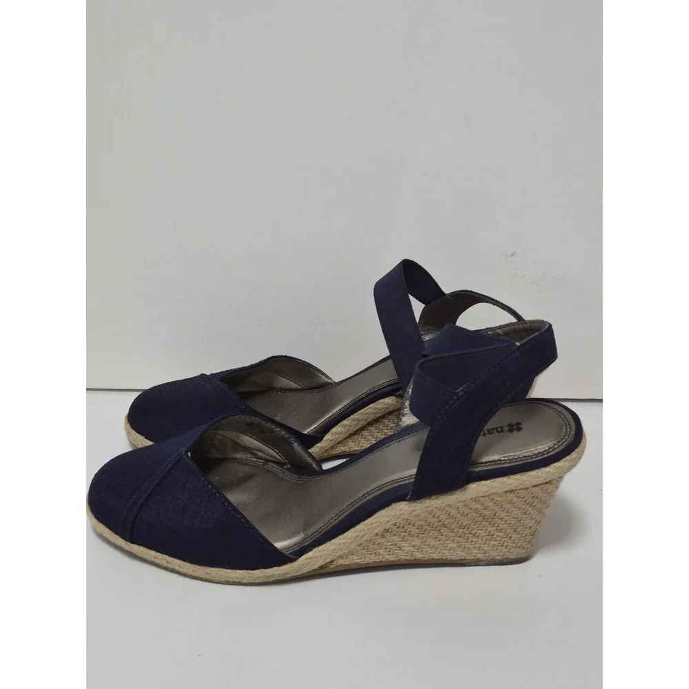 Naturalizer Espadrille Wedge Shoes Women's 10 Medium Blue Slingback Preppy